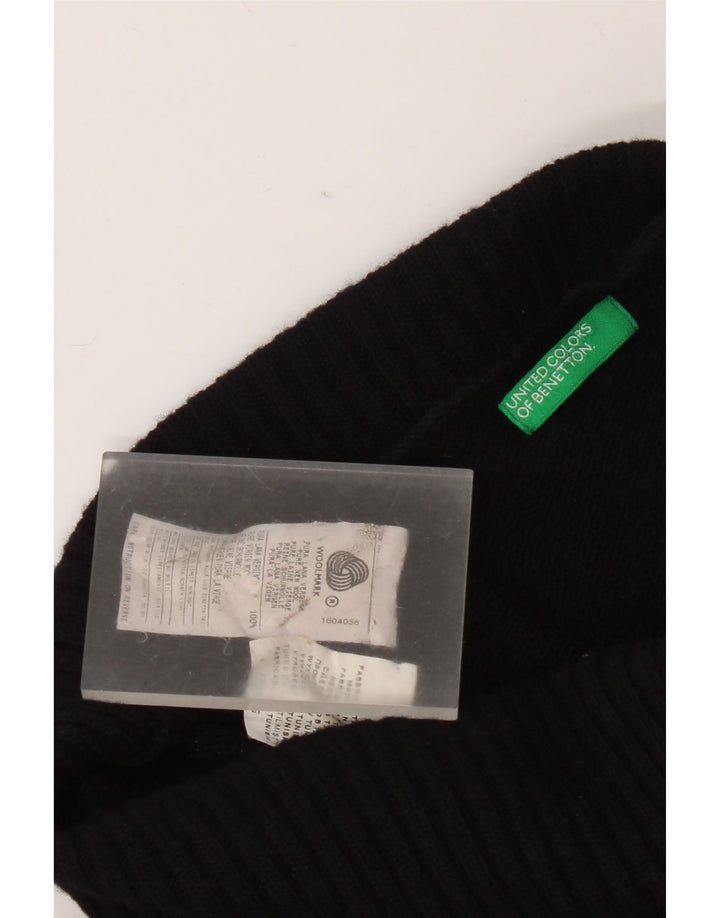 Benetton Womens Roll Neck Jumper Sweater UK 16 Large Black Virgin Wool