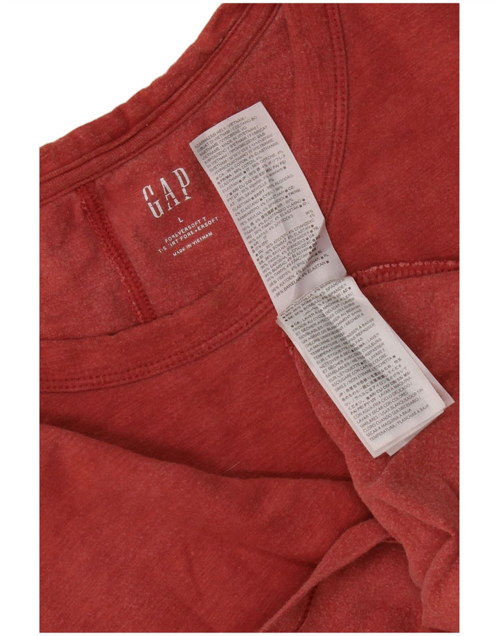 Gap Womens Top Long Sleeve UK 14 Large Red Cotton