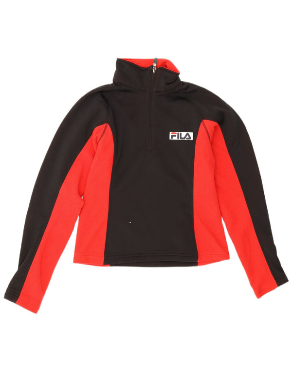 Fila Womens Crop Zip Neck Fleece Jumper UK 8 Small Black Colourblock