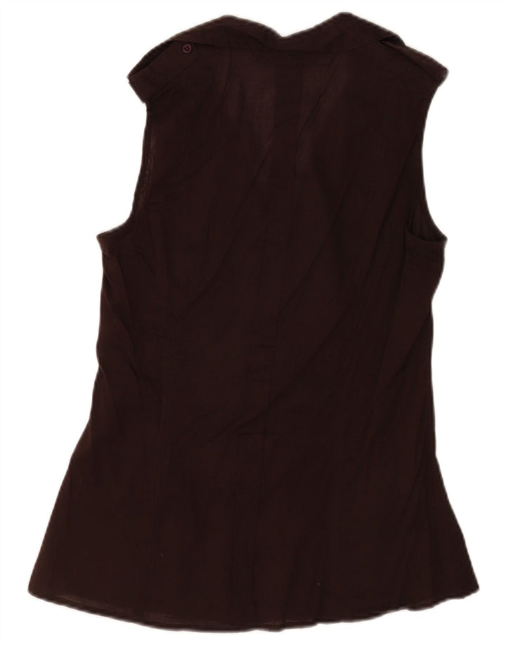 Zara Womens Sleeveless Shirt UK 12 Medium Brown