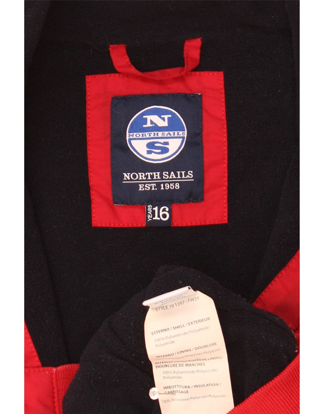 North Sails Boys Bomber Jacket 15-16 Years Red Polyester