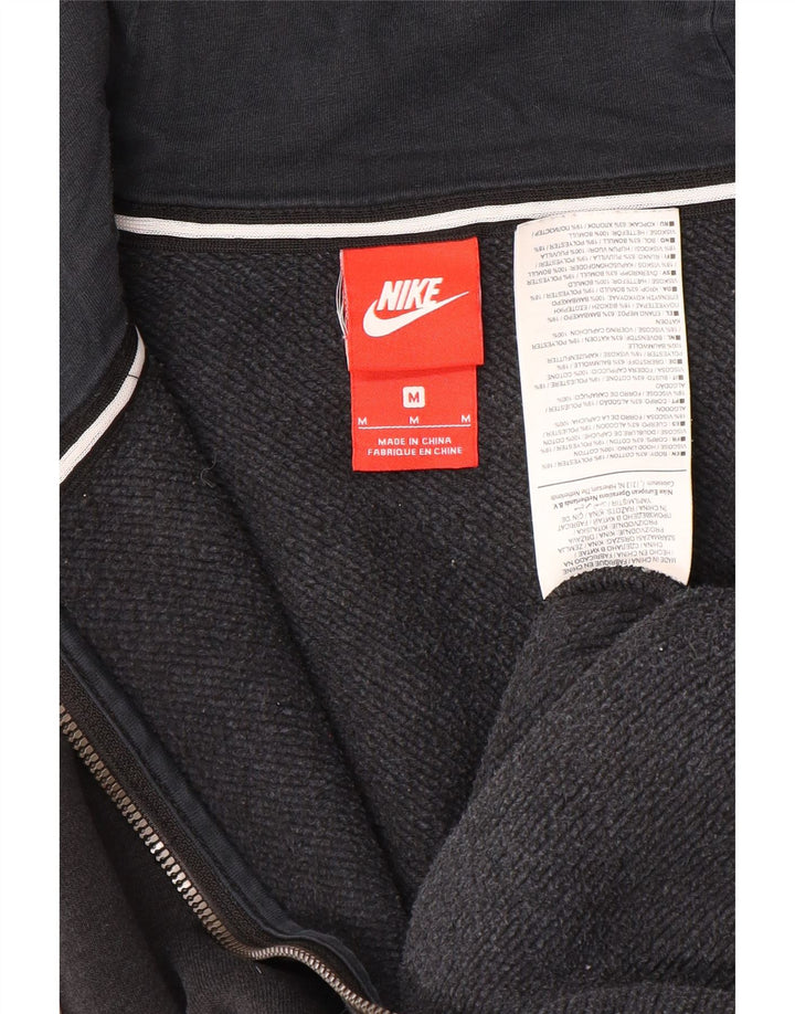NIKE Mens Graphic Zip Hoodie Sweater Medium Black Colourblock Cotton