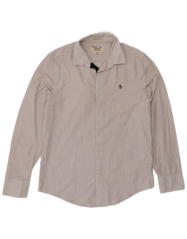 Penguin Mens Heritage Slim Fit Shirt Medium White Pinstripe Cotton