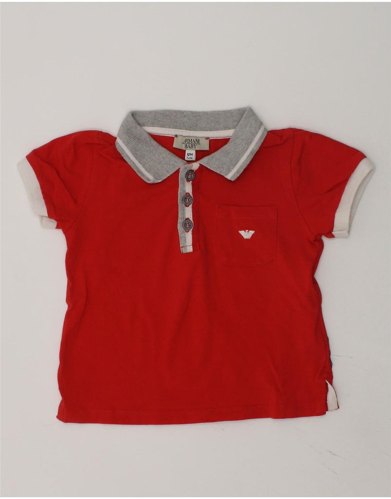 ARMANI BABY Baby Boys Polo Shirt 9-12 Months Red Cotton | Vintage Armani Baby | Thrift | Second-Hand Armani Baby | Used Clothing | Messina Hembry 