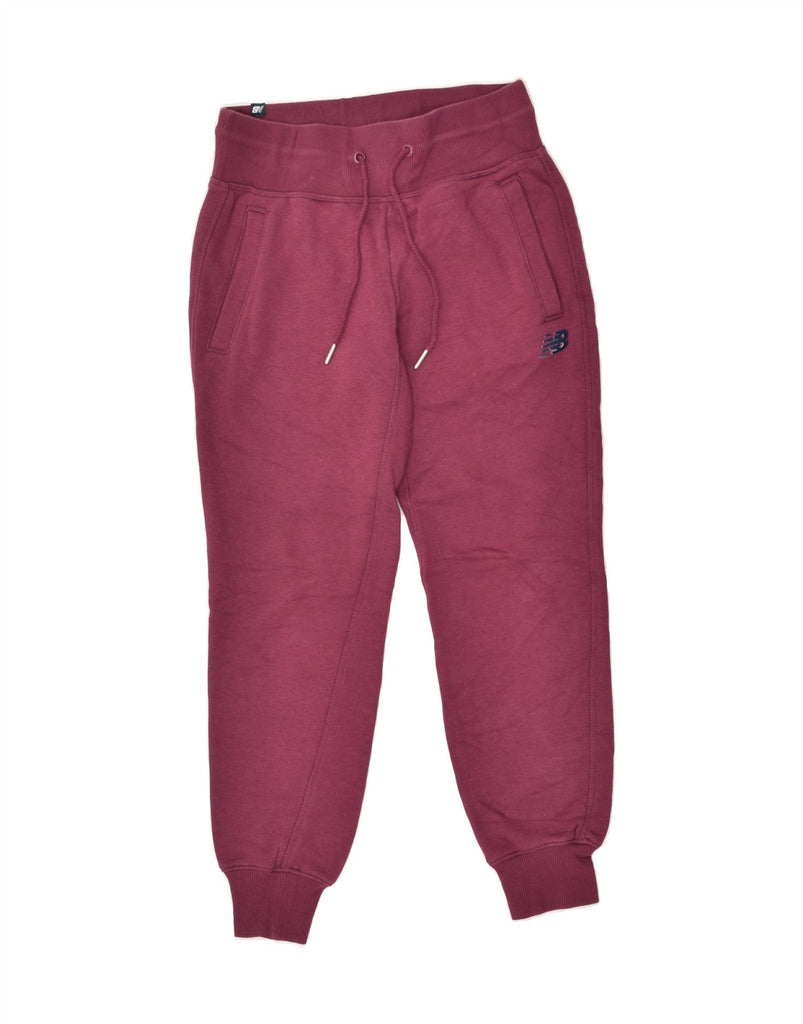 NEW BALANCE Boys Tracksuit Trousers Joggers 7-8 Years XS Burgundy Cotton | Vintage New Balance | Thrift | Second-Hand New Balance | Used Clothing | Messina Hembry 