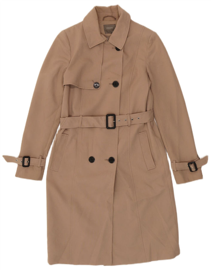 Oasis Womens Trench Coat UK 6 XS Beige Polyester