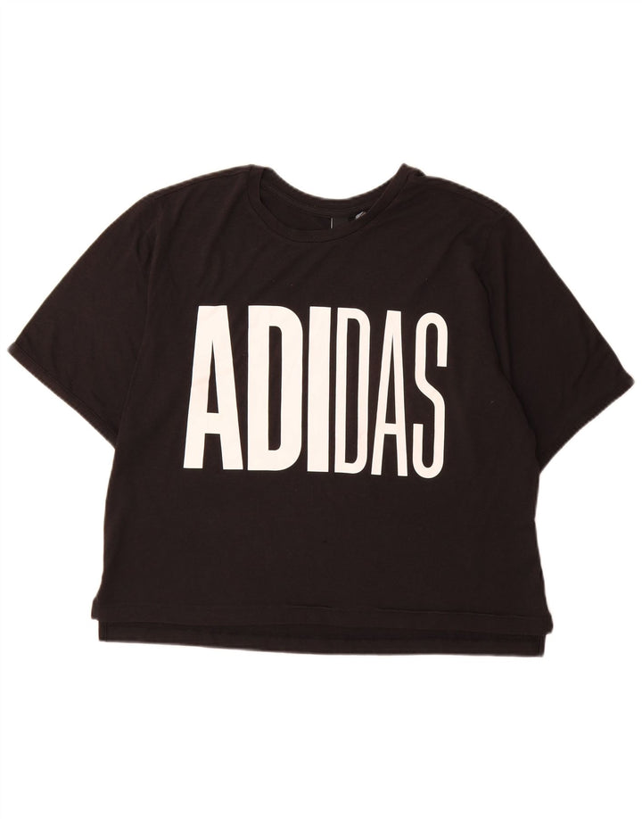 Adidas Womens Graphic T-Shirt Top UK 16/18 Large Black Polyester