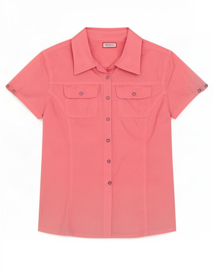 Max & Co. Womens Short Sleeve Pullover Shirt UK 10 Small Pink Cotton