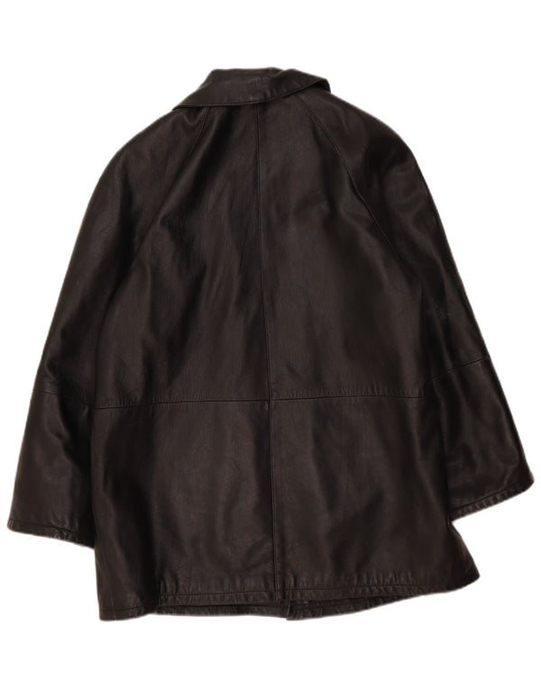 Conbipel Womens Loose Fit Leather Coat IT 44 Medium Black