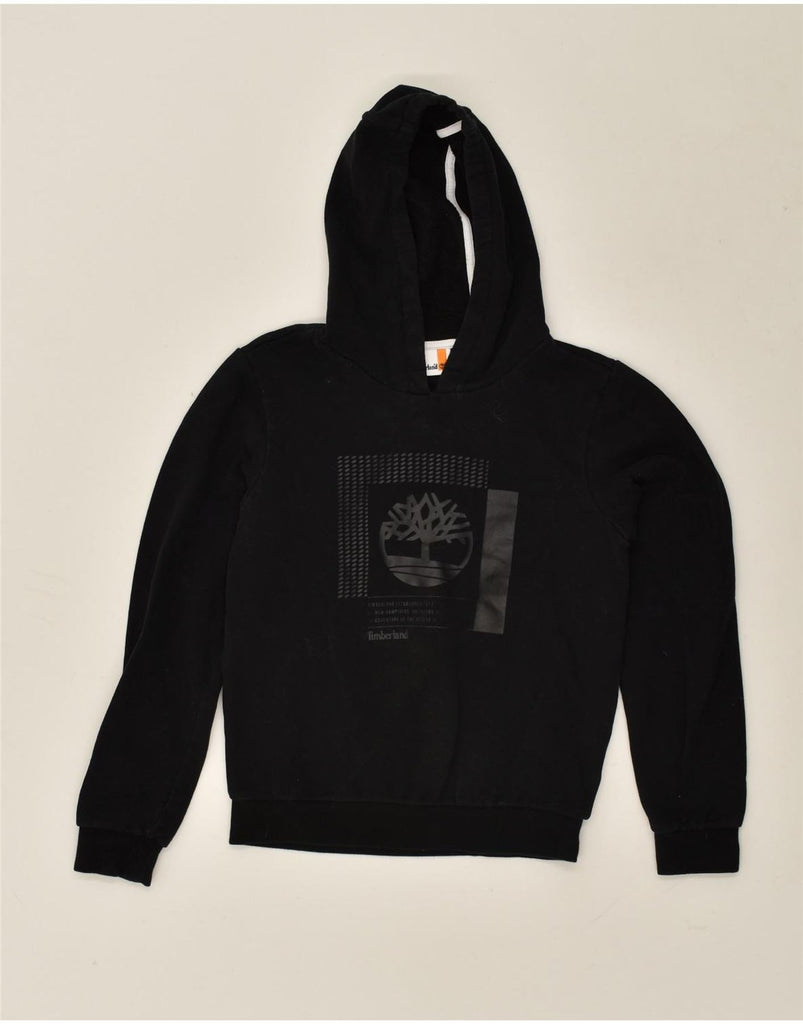 TIMBERLAND Boys Graphic Hoodie Jumper 11-12 Years XS  Black Cotton | Vintage Timberland | Thrift | Second-Hand Timberland | Used Clothing | Messina Hembry 