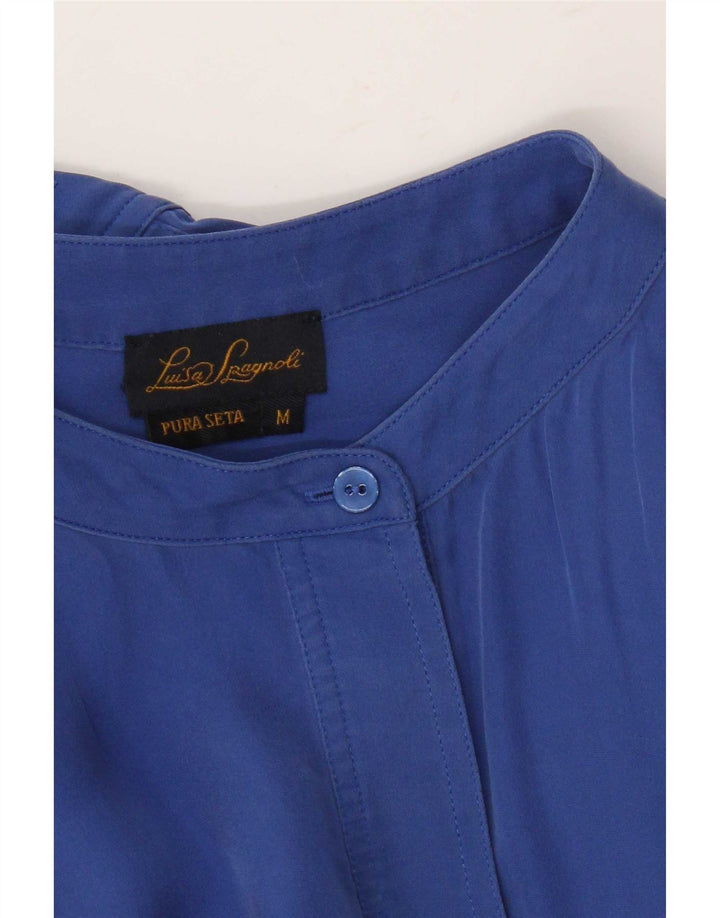Luisa Spagnoli Womens Long Sleeve Blouse Top UK 14 Medium Blue Silk
