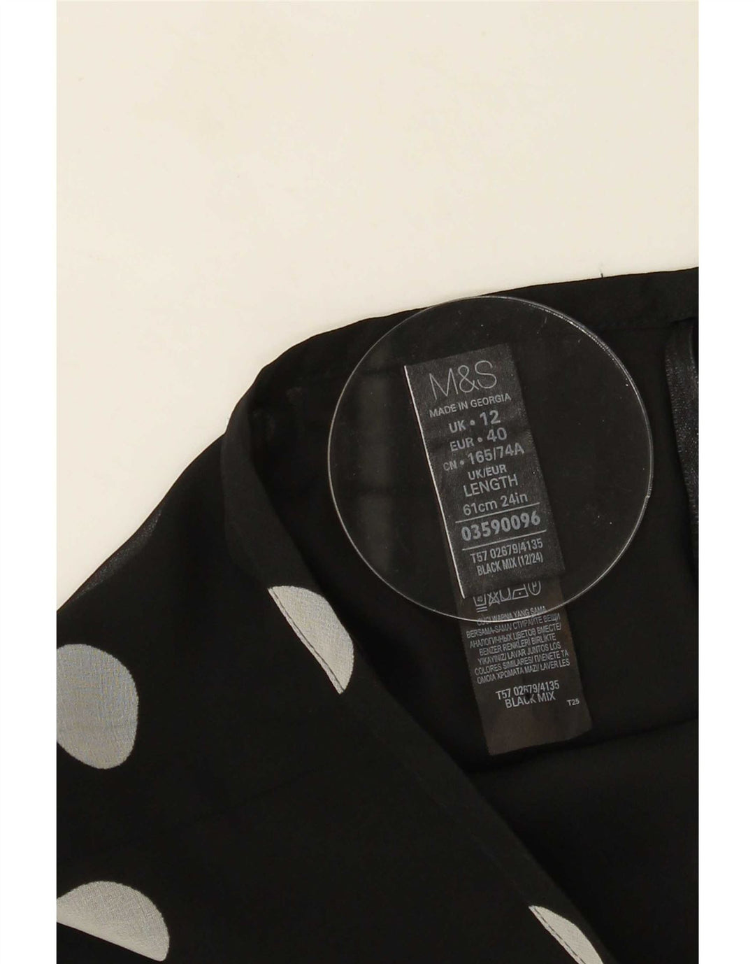 Marks & Spencer Womens A-Line Skirt UK 12 Medium W30 Black Polka Dot