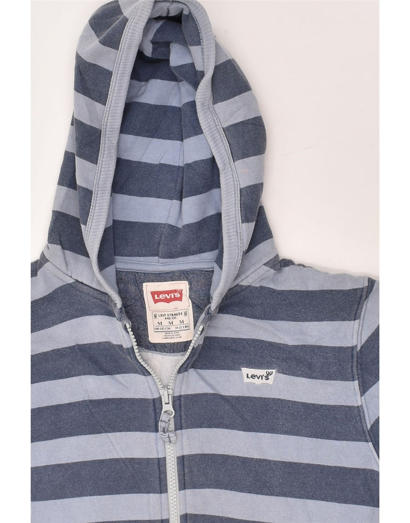 LEVI'S Boys Graphic Zip Hoodie Sweater 10-11 Years Medium Blue Striped | Vintage Levi's | Thrift | Second-Hand Levi's | Used Clothing | Messina Hembry 