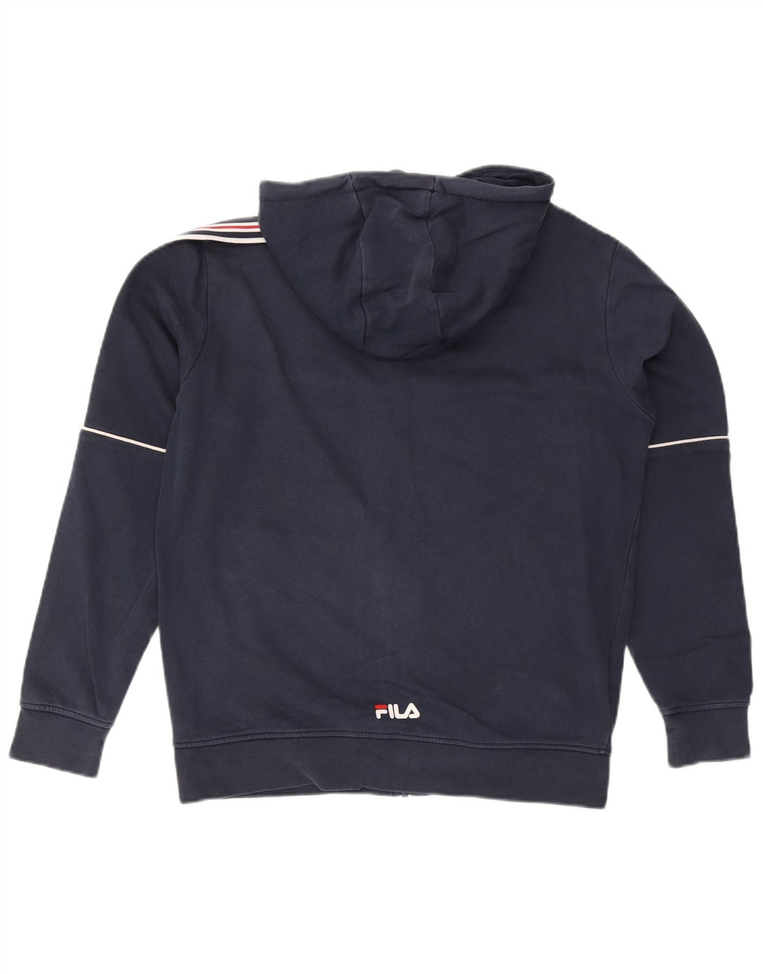 Fila Mens Graphic Zip Hoodie Sweater Medium Navy Blue Striped