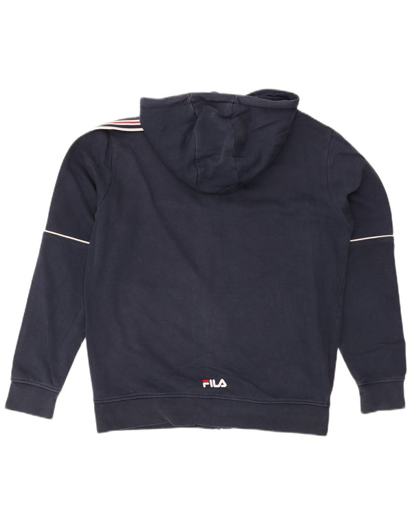 Fila Mens Graphic Zip Hoodie Sweater Medium Navy Blue Striped
