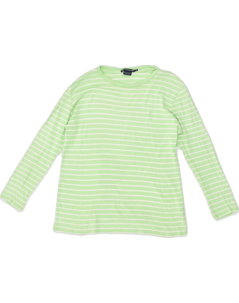 RALPH LAUREN Womens Top Long Sleeve UK 12 Medium Green Striped Cotton | Vintage Ralph Lauren | Thrift | Second-Hand Ralph Lauren | Used Clothing | Messina Hembry 