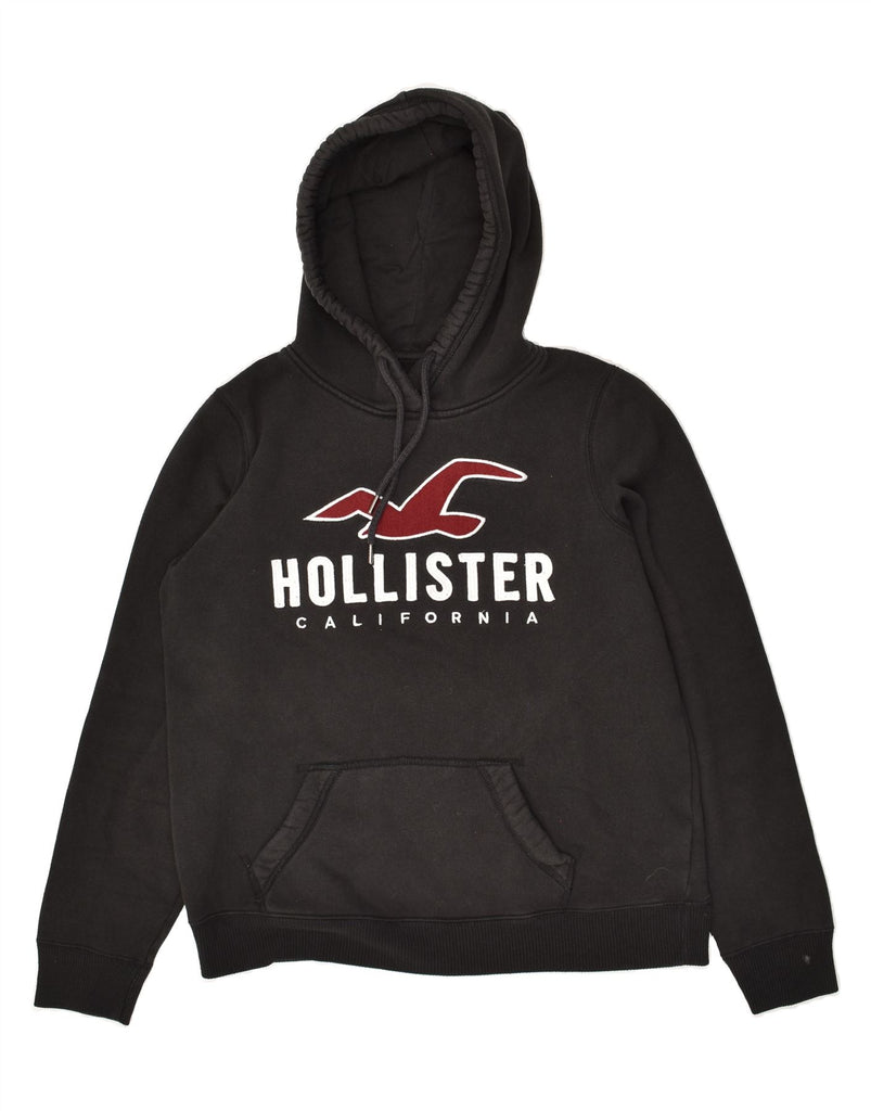 HOLLISTER Mens Graphic Hoodie Jumper Small Black Cotton | Vintage Hollister | Thrift | Second-Hand Hollister | Used Clothing | Messina Hembry 