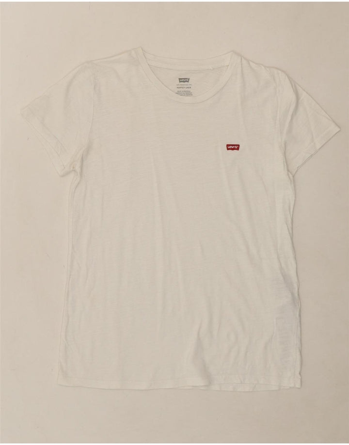 LEVI'S Womens T-Shirt Top UK 10 Small White Cotton Vintage Levi's and Second-Hand Levi's from Messina Hembry 