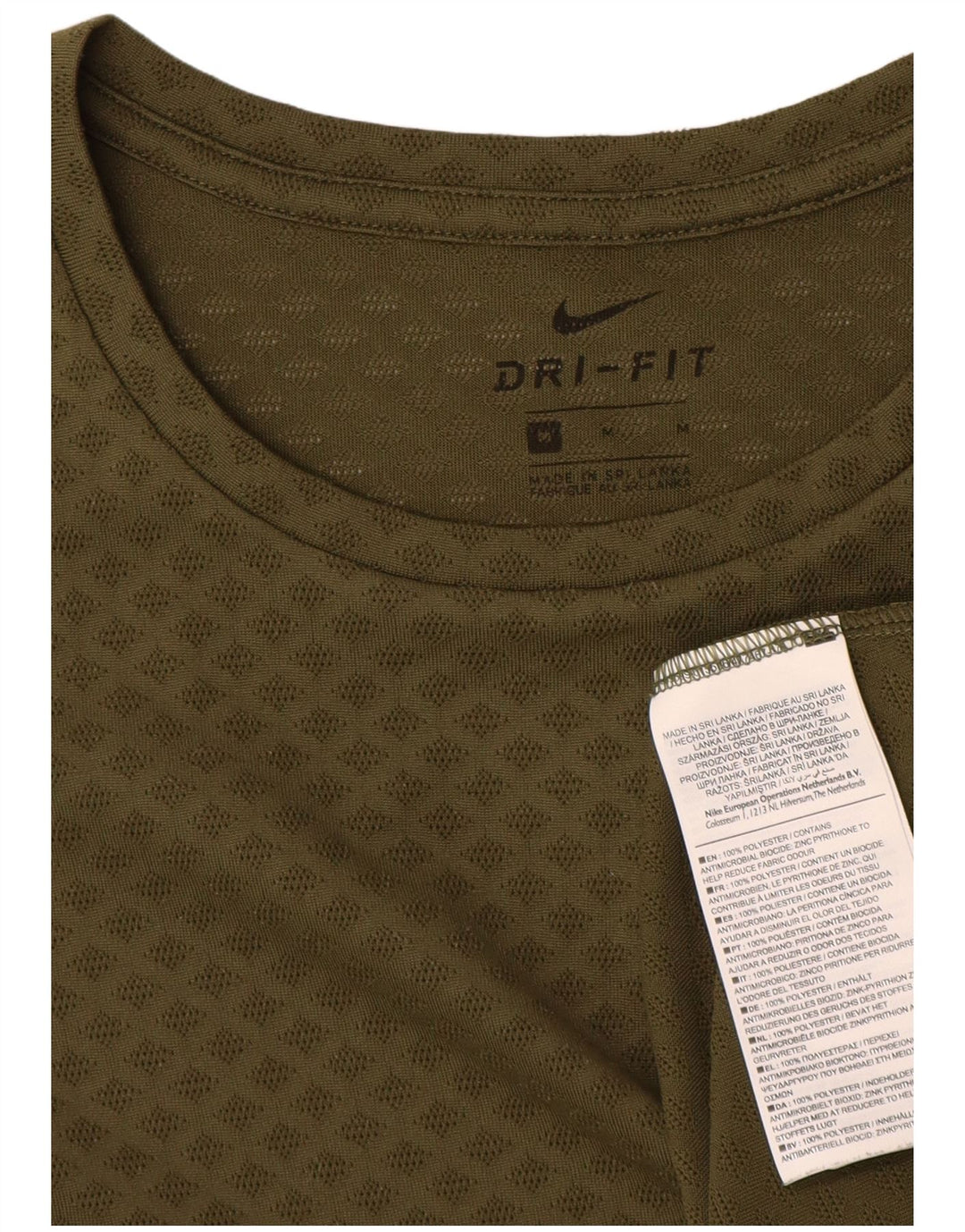 Nike Mens Dri Fit T-Shirt Top Medium Khaki Geometric Polyester