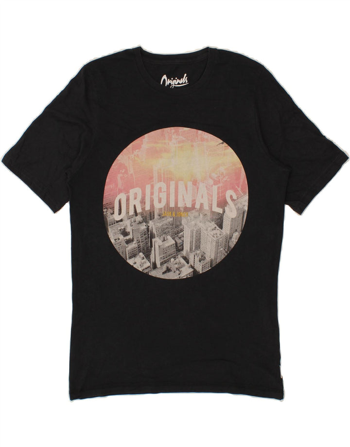 JACK & JONES Mens Graphic T-Shirt Top Small Black Cotton Vintage Jack & Jones and Second-Hand Jack & Jones from Messina Hembry 