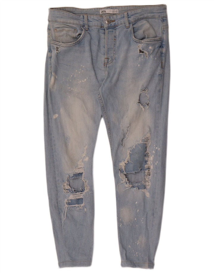 Zara Mens Distressed Slim Jeans EU 42 Large W32 L26 Blue