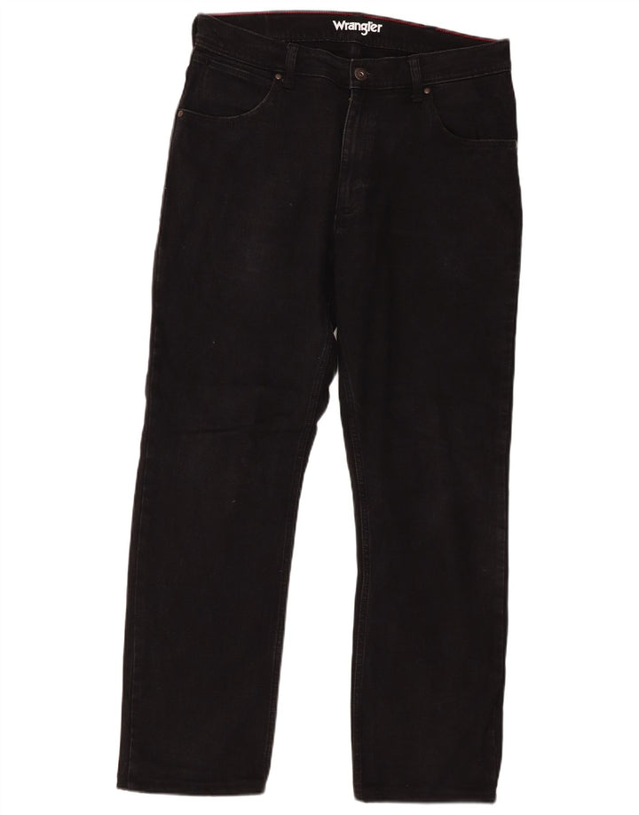 Wrangler Mens Straight Jeans W34 L29 Black Cotton