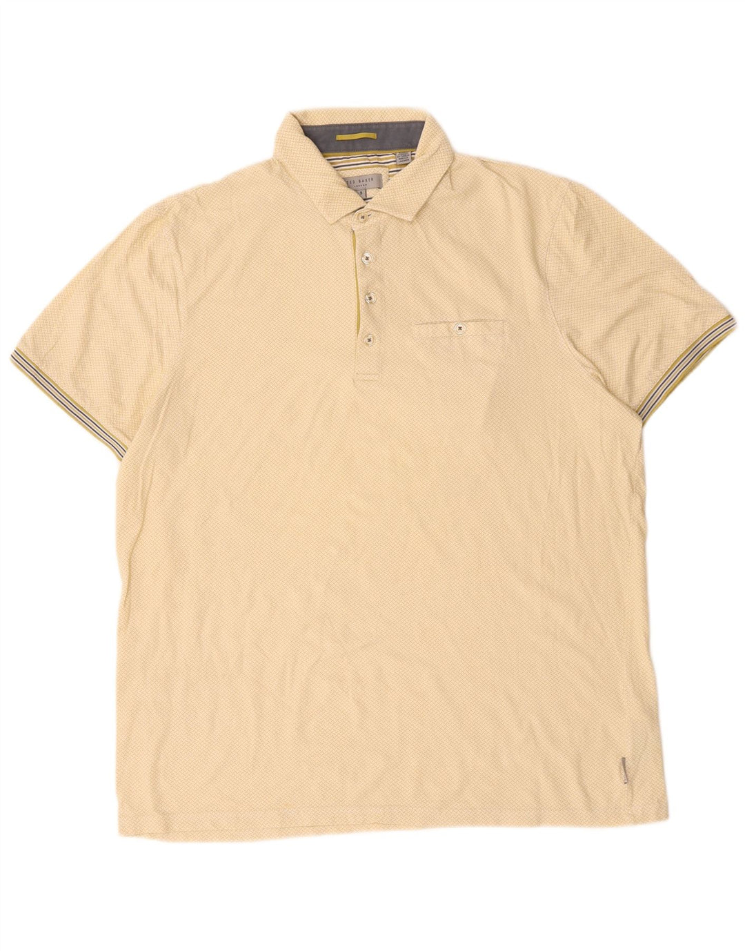 Ted Baker Mens Polo Shirt Size 5 XL Yellow Spotted Cotton