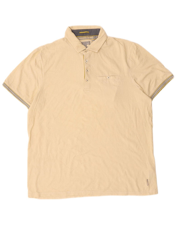 Ted Baker Mens Polo Shirt Size 5 XL Yellow Spotted Cotton