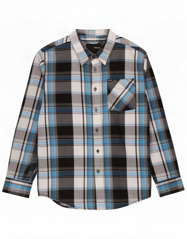 Hurley Boys Flannel Shirt 15-16 Years Large Blue Plaid Cotton