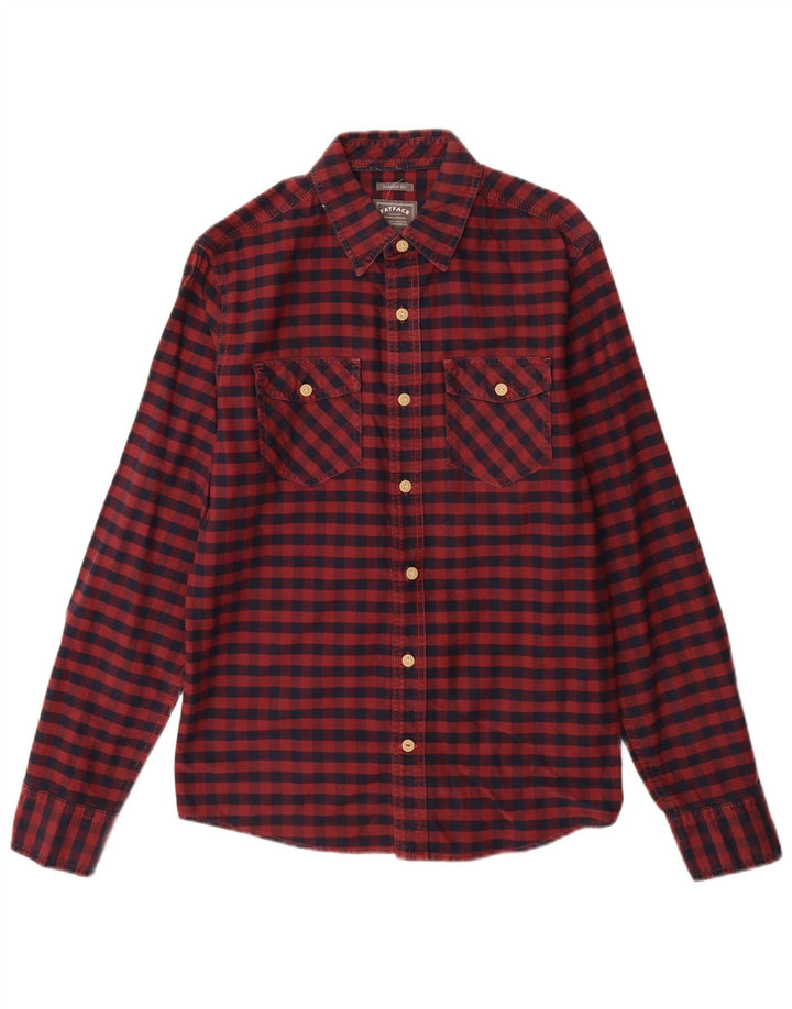 Fat Face Mens Classic Fit Shirt Small Burgundy Gingham Cotton