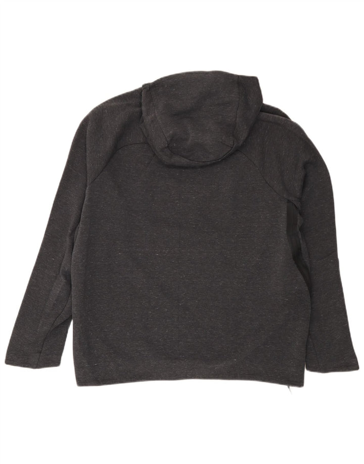 Nike Womens Oversized Hoodie Jumper UK 14 Medium Grey Flecked Cotton