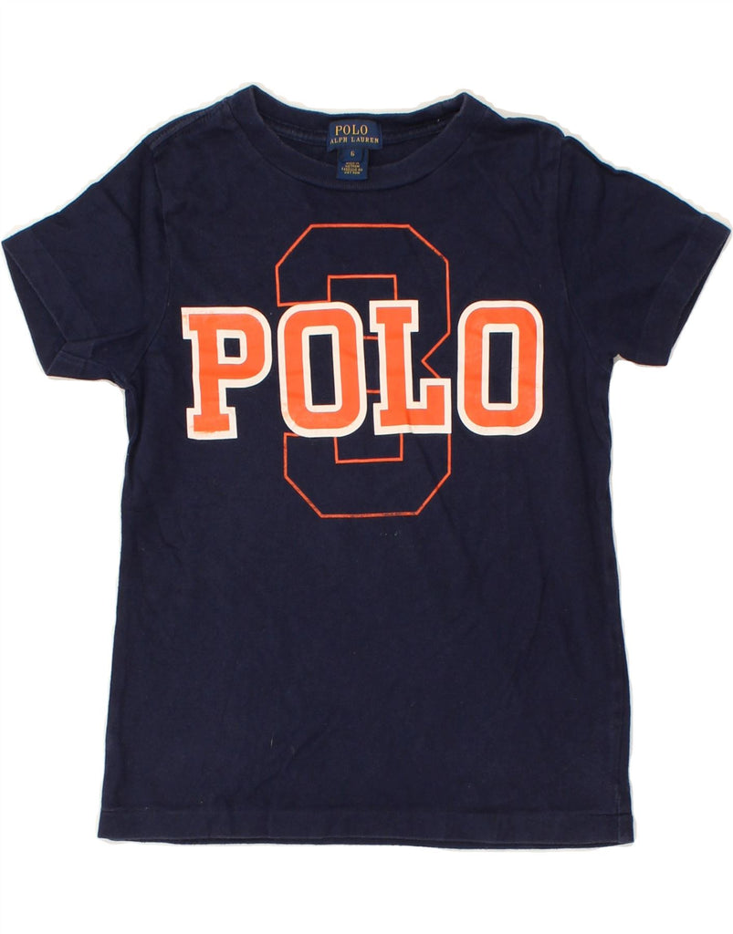 POLO RALPH LAUREN Boys Graphic T-Shirt Top 5-6 Years Navy Blue Cotton | Vintage Polo Ralph Lauren | Thrift | Second-Hand Polo Ralph Lauren | Used Clothing | Messina Hembry 