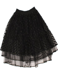 VINTAGE Womens Tiered Skirt W32 Large  Black Polka Dot