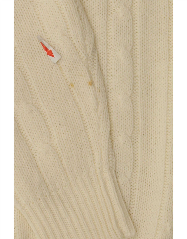 Vintage Mens Crew Neck Jumper Sweater Large Off White Acrylic