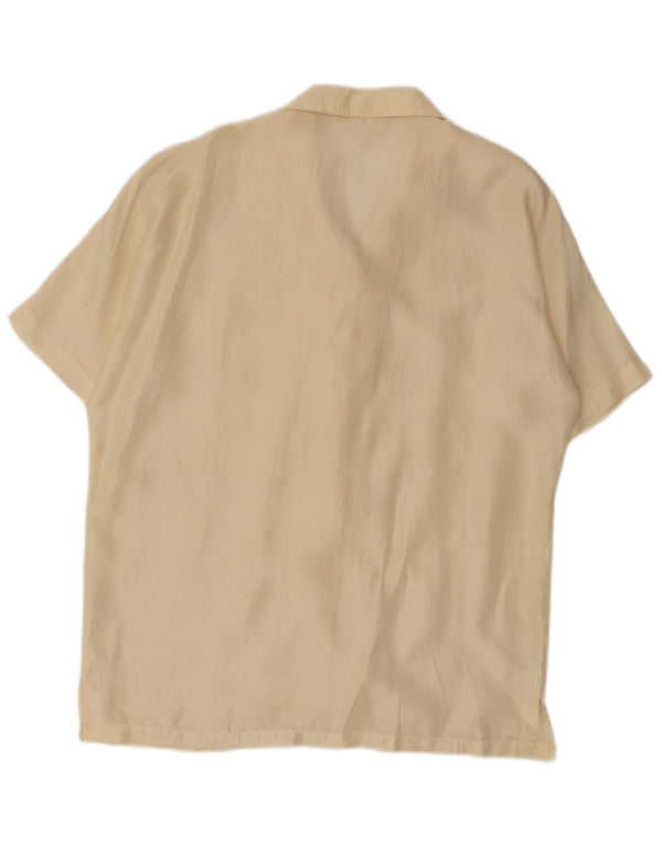 Vintage Womens Short Sleeve Shirt Blouse UK 14 Medium Off White Silk