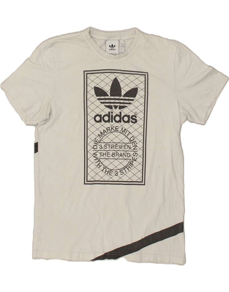 ADIDAS Mens Graphic T-Shirt Top Medium Off White Cotton | Vintage Adidas | Thrift | Second-Hand Adidas | Used Clothing | Messina Hembry 