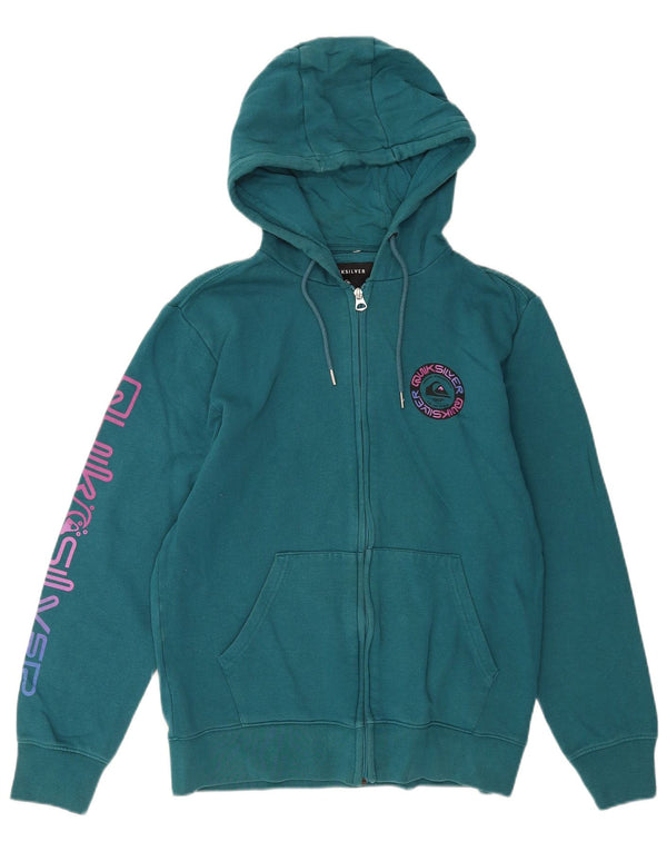 Quiksilver Mens Graphic Zip Hoodie Sweater Medium Blue Cotton