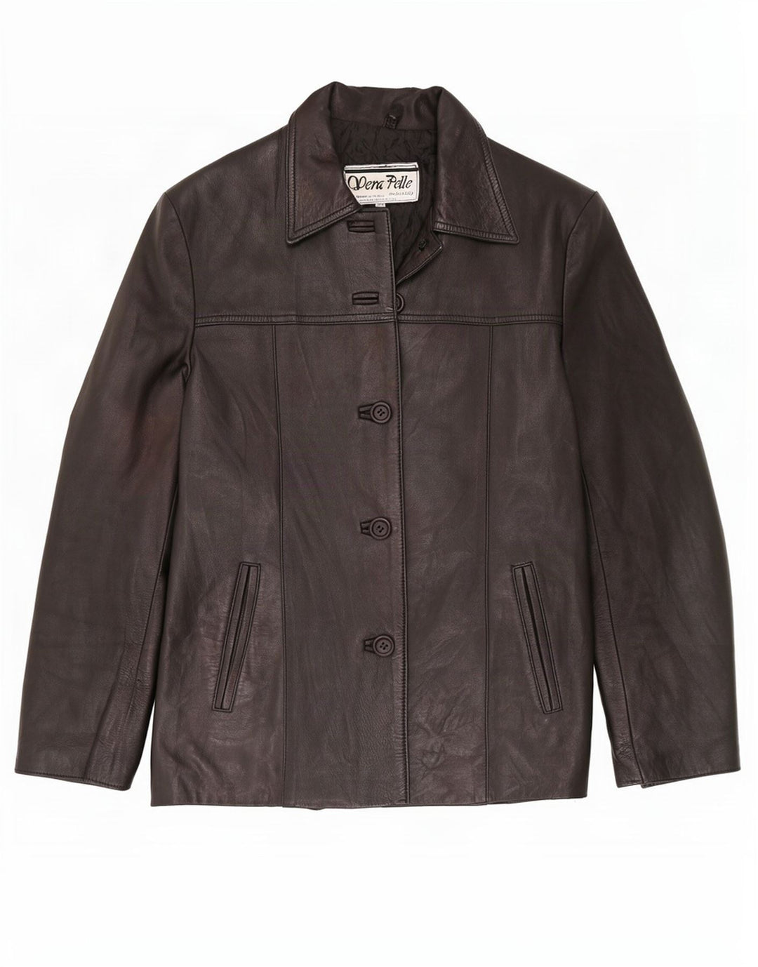 Lavorazione Artigiana Womens Leather Jacket IT 44 Medium Black Classic