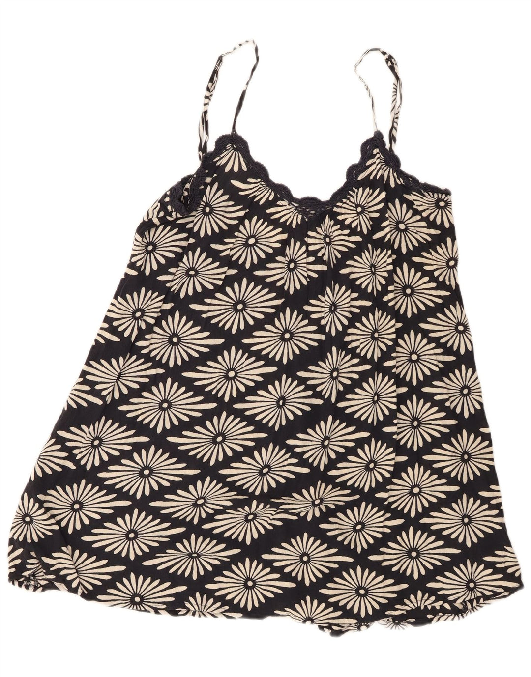 Volcom Womens Cami Top UK 14 Large Black Floral Viscose