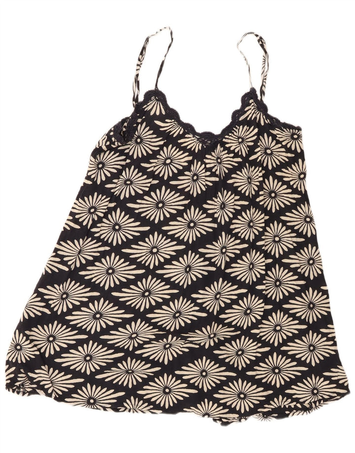 Volcom Womens Cami Top UK 14 Large Black Floral Viscose