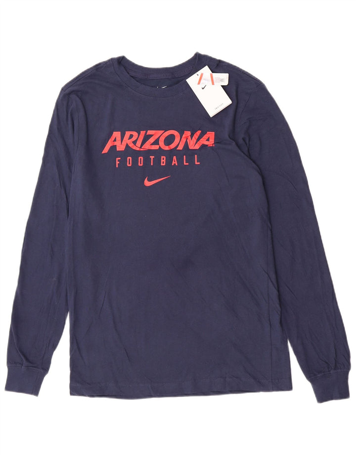 NIKE Mens Arizona Graphic Top Long Sleeve Small Navy Blue Cotton