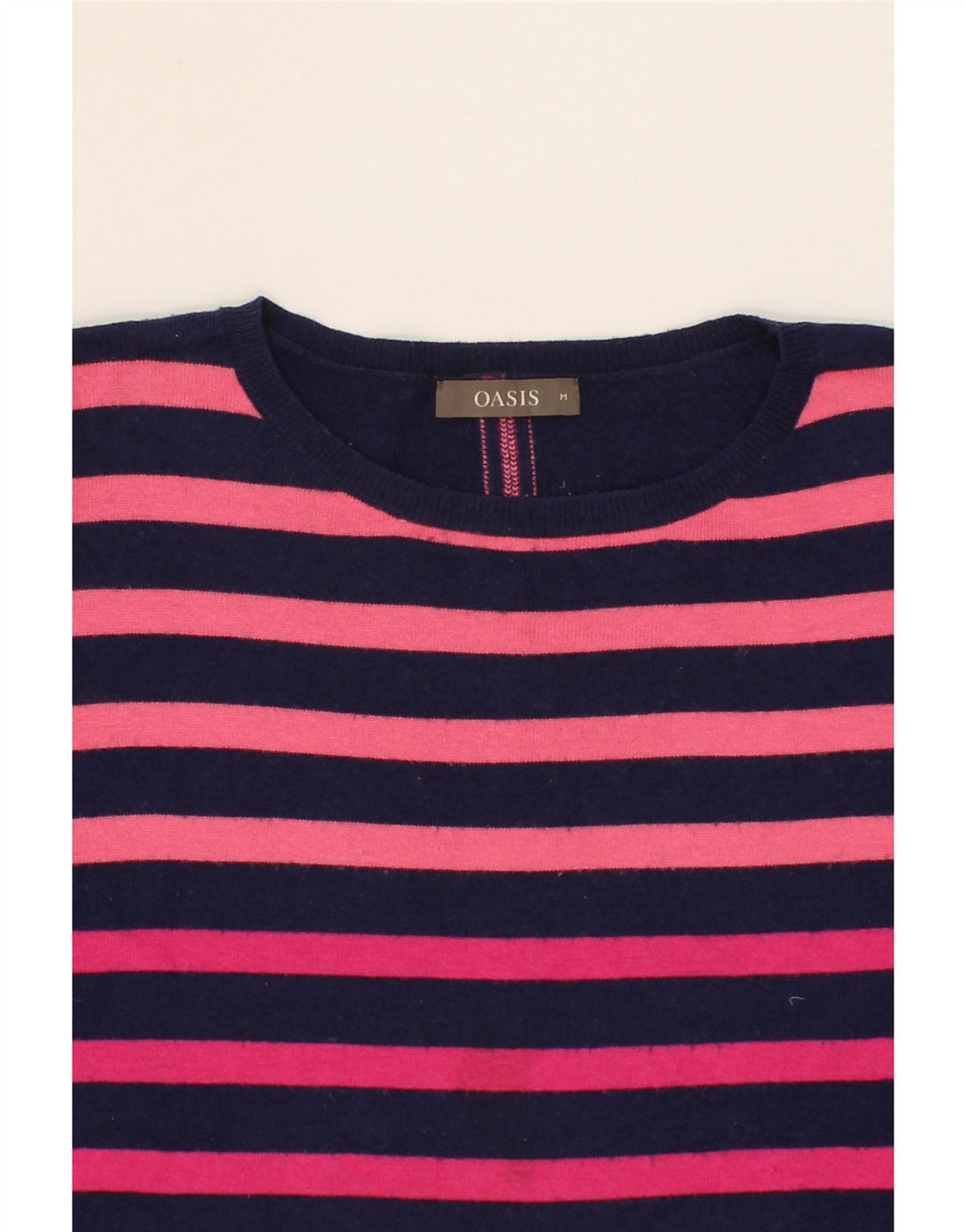 OASIS Womens Boat Neck Jumper Sweater UK 14 Medium Navy Blue Striped Vintage Oasis and Second-Hand Oasis from Messina Hembry 