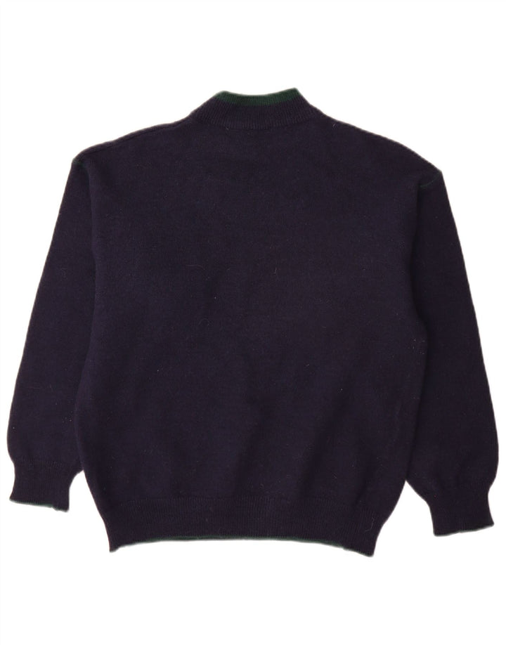 Vintage Mens Turtle Neck Jumper Sweater Medium Navy Blue Alpaca Wool