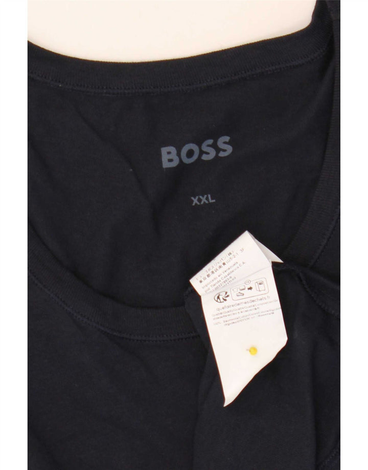 Hugo Boss Mens T-Shirt Top 2XL Navy Blue Cotton
