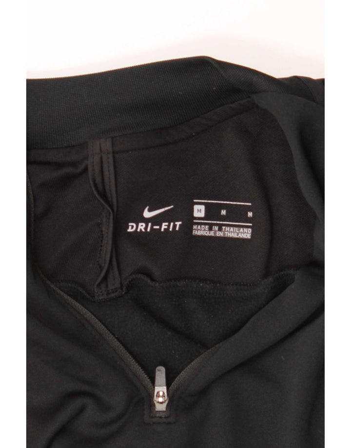 Nike Mens Dri Fit Zip Neck Pullover Tracksuit Top Medium Black Colourblock