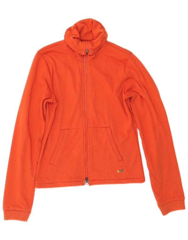 NIKE Womens Tracksuit Top Jacket UK 10/12 Medium Orange Polyester