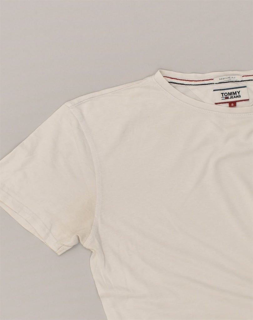 TOMMY JEANS Mens Regular Fit T-Shirt Top Small Off White Cotton | Vintage Tommy Jeans | Thrift | Second-Hand Tommy Jeans | Used Clothing | Messina Hembry 