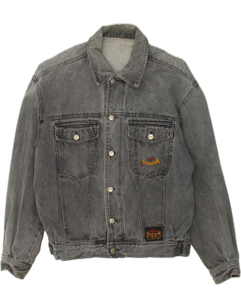 VINTAGE Mens Graphic Denim Jacket UK 40 XL Grey | Vintage Vintage | Thrift | Second-Hand Vintage | Used Clothing | Messina Hembry 