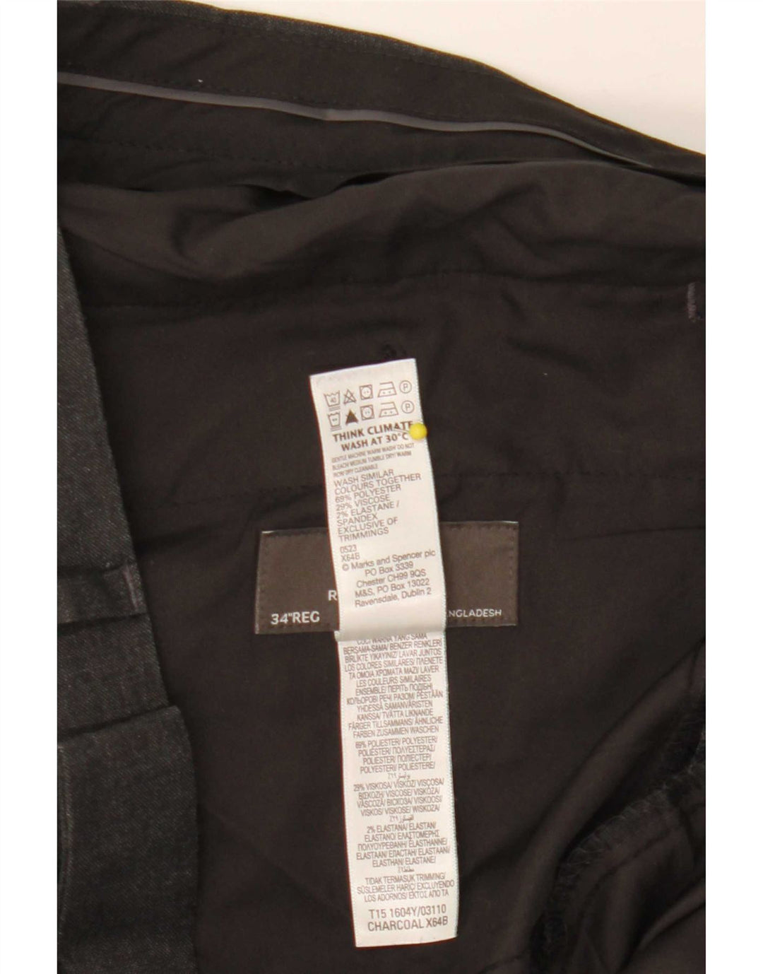 Marks & Spencer Mens Regular Fit Suit Trousers W34 L31 Grey Polyester