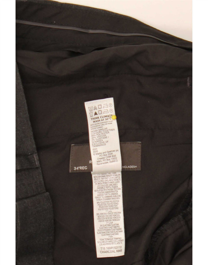 Marks & Spencer Mens Regular Fit Suit Trousers W34 L31 Grey Polyester